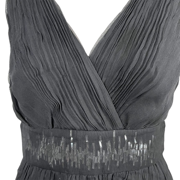 BCBGMaxAzria Black 100% Silk Bubble Skirt Cocktail Dress w/ Beaded Waist Sz 6 - Picture 5 of 17